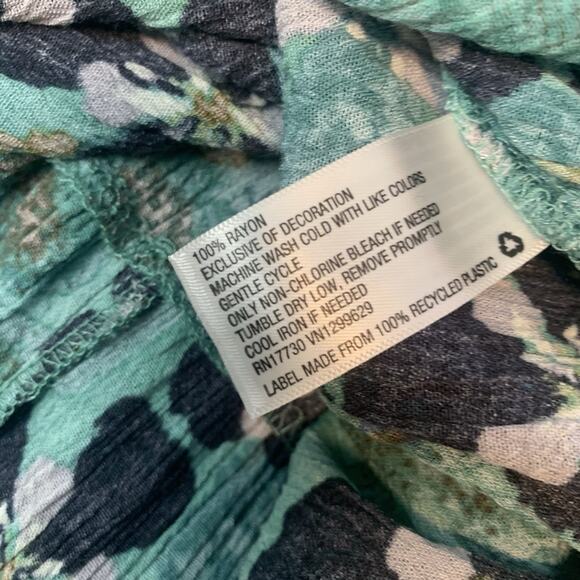 Knox Rose Dress Womens XL Tiered Ruffle Boho Floral Peasant Long Sleeve Rayon - Picture 6 of 8